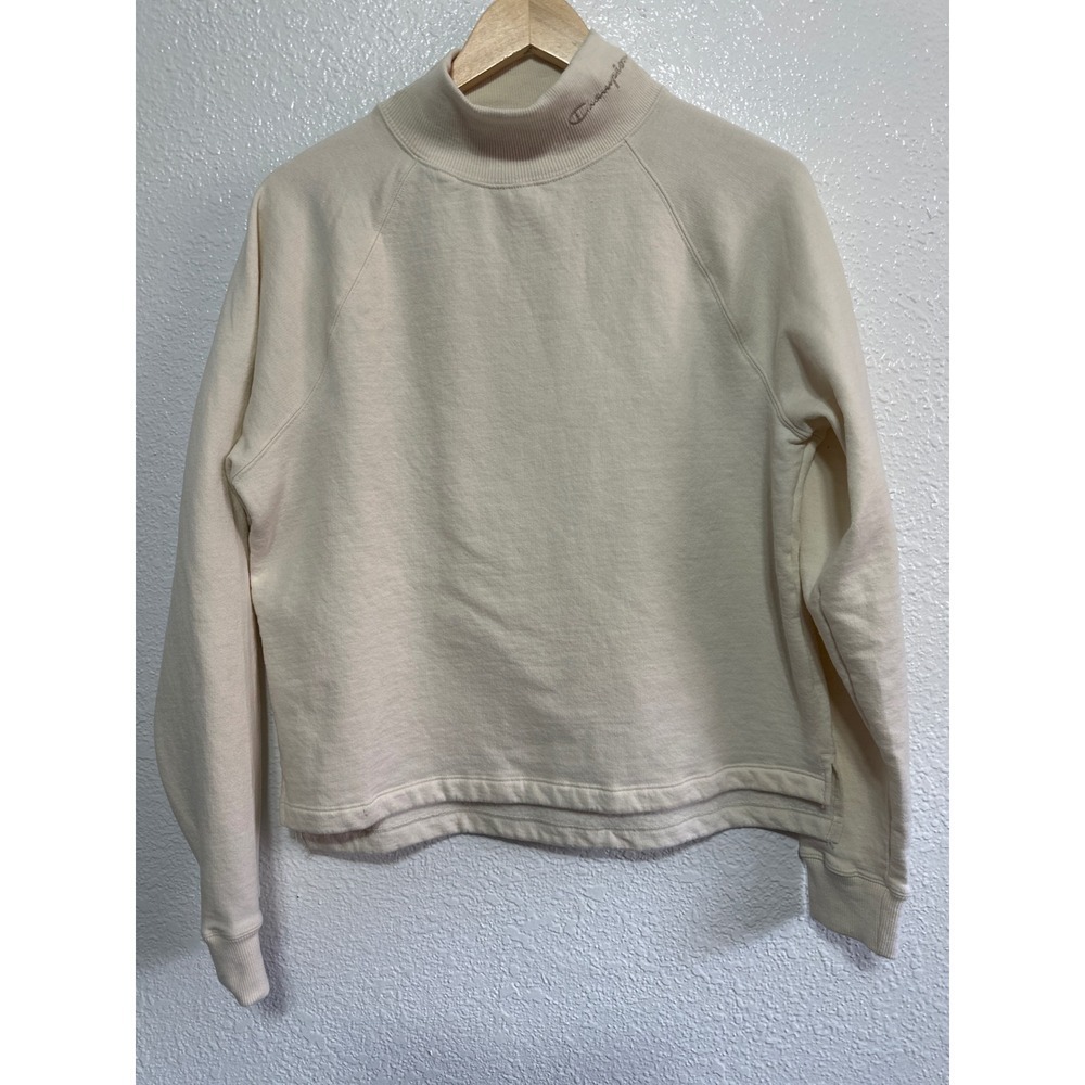 Champion Mock Neck Sweatshirt Pullover Cream Beige Women's Size M
